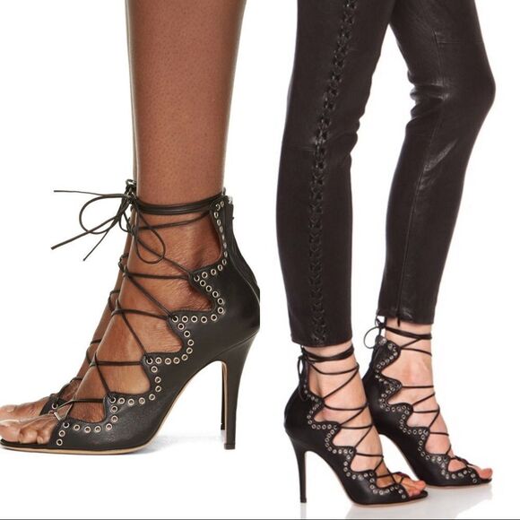 ISABEL MARANT BLACK LEATHER LELIE SANDALS EU39 - Picture 1 of 13